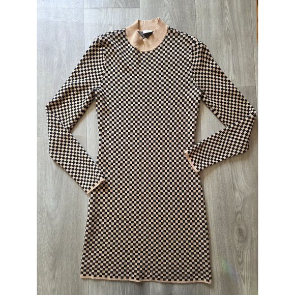 Abercrombie & Fitch Womens Checkerboard Long Sleeve Knit Dress Size M - Picture 3 of 6